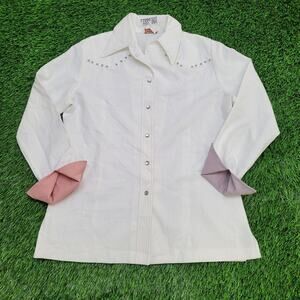 Vintage 80s H-Bar-C Shirt Womens Medium 19x27 Studded Yoke
